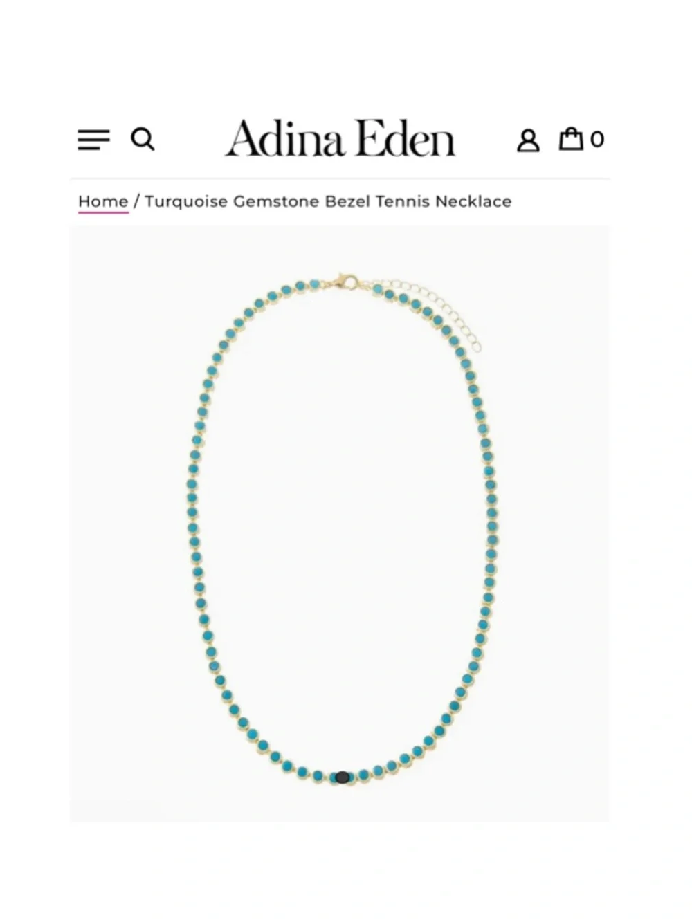 Revolve x Adina Eden Turquoise CZ Bezel Tennis Necklace